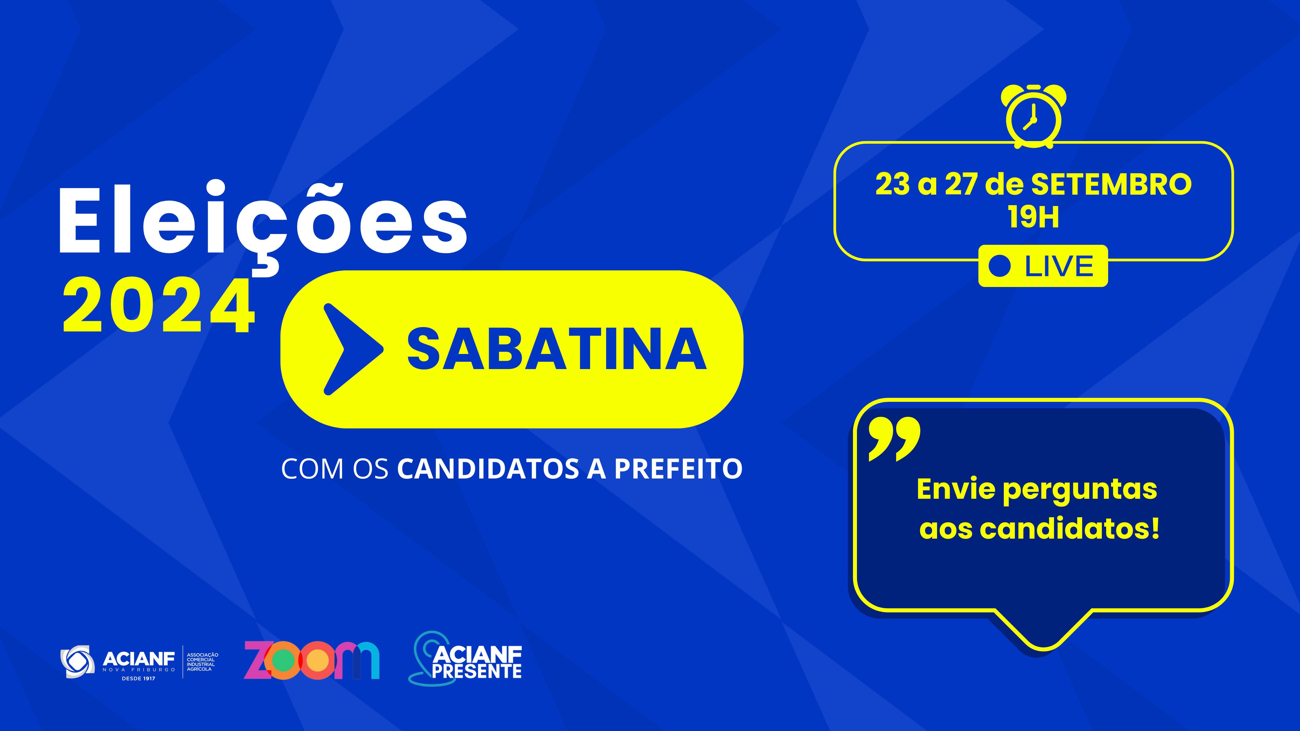 ACIANF e Zoom promovem Sabatinas ao Vivo com Candidatos à Prefeitura de Nova Friburgo