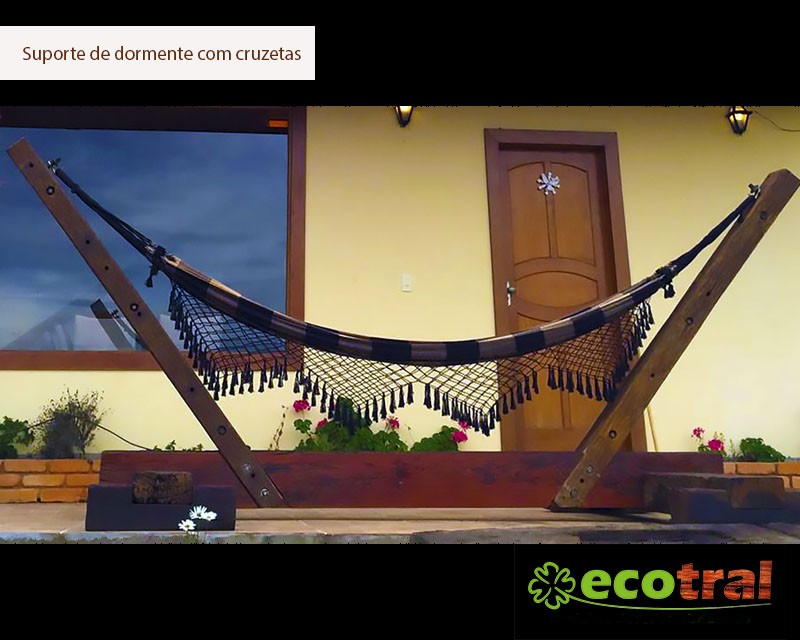 SUPORTE DE REDE RÚSTICO EM CRUZETAS E DORMENTES