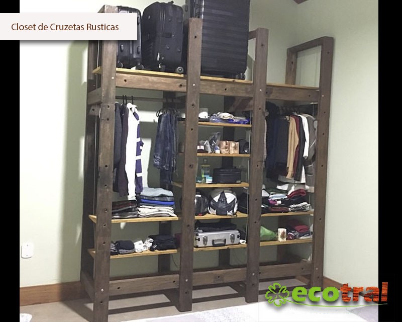 CLOSET RÚSTICO EM DORMENTES E CRUZETAS