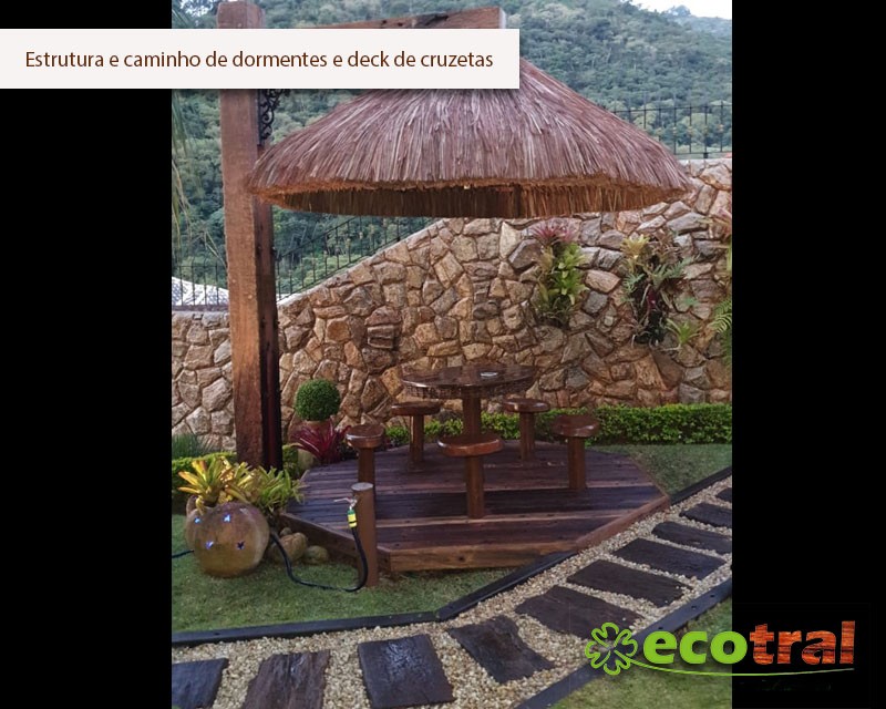 LAJOTAS PARA JARDIM EM DORMENTES OU CRUZETAS COM LED
