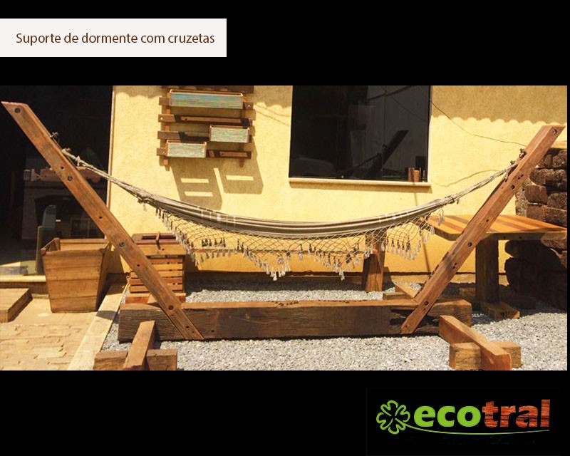 REDARIO RÚSTICO EM CRUZETAS E DORMENTES - suporte de redes